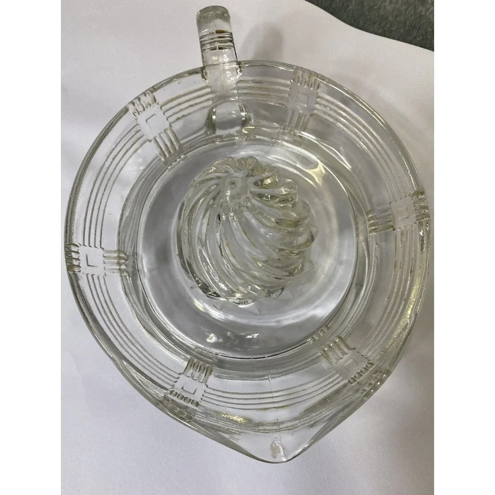Vintage Hazel Atlas Clear Glass Juicer Reamer Basket Weave Criss Cross Pattern